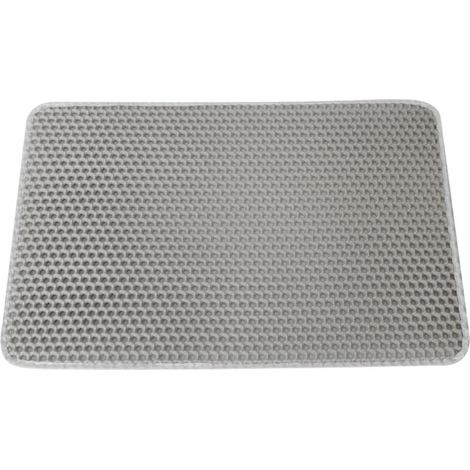 Tapis De Litière Pour Chat - Double Couche 60x45cm - Anti-éparpillement Granulés - Lavable En Machine - Gris (1/5)