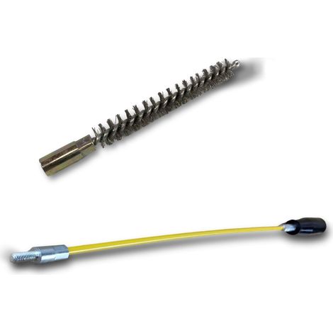 Ecouvillon INOX Condenseur  Lot de 10 avec 1 tringle flexible 48 cm  Ø 10 mm  Raccord laiton taraudé M6 femelle  Torsade en acier galvanisé  Brosse nettoyage  Kibros 4TCI10Tx10 (1/5)