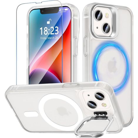 Handyhülle magnetisch Ständer iPhone 13 14 iPhone 13 14 Matt Weiß (1/5)