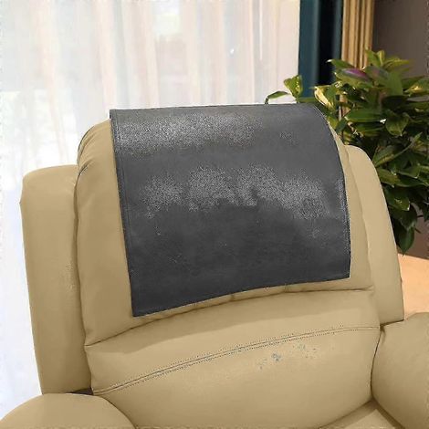 Housse d'appui-tête et d'accoudoir pour fauteuil relaxant - similicuir, modèle Fu,grey (1/4)