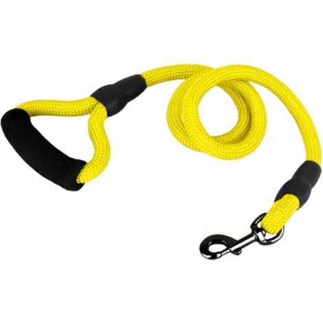 Trade Shop - Nylon Cuerda Correa De Perro De Tamaño Mediano 120 Cm Con Mosquetón Negro -      Amarillo