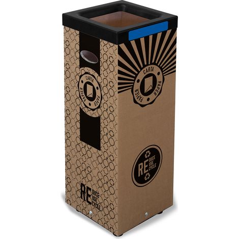 Contenitore per Rifiuti Carta Cover Superiore in Plastica 39x39x 83,4 cm in Cartone