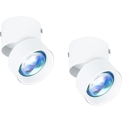 2 Pièces Spot Plafond Blanc, Spot Orientable, Spot Saillie, Spot LED, Plafonnier Spot, Luminaire Cuisine, Spot Cuisine, Spotlight, 8W, 350°/90° Réglable (1/5)