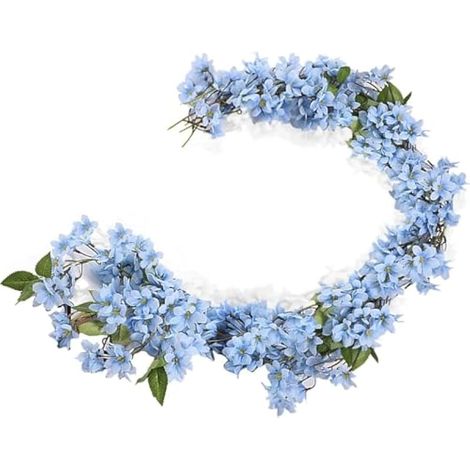 Lot de 2 Guirlande Fleurs artificielles, 1,8 m, Guirlande de Fleurs artificielles à Suspendre, pour Maison, Jardin, fête, Mariage Deco (Bleu) (1/4)