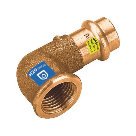 GOMITO 90  ° IN BRONZO A PRESSARE F X FIL F ACQUA/GAS- Diam. 28 x 3/4- FRABO- pezzi 1