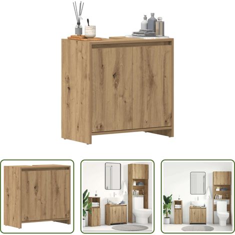 vidaXL Rangement salle de bain -  Armoire lavabo de salle de bain chêne artisanal 60x33x60 cm (1/5)