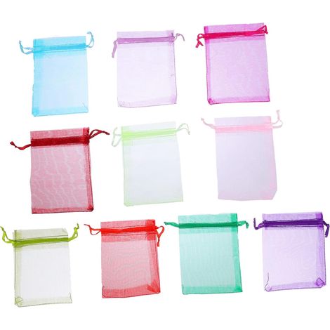 100pièces Lot De Pochettes à Cordon Créatives Colorées Pour Cadeaux Sacs à Et Trousse à Cosmétiques Tulle (1/5)