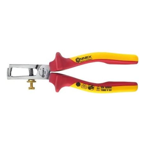 CONNEX - PINZE SPELLAFILI PER ELETTRICISTI ISOLATE 1000V - MANICI BICOLORE GIALLO/ROSSO
