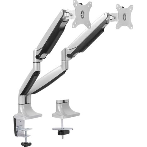 Soporte Doppio 2 Monitor e Tv, Tavolo con morsetto, da 13" a 32" pollici 18kg (9+9) kg Girevole 2 Bracci Db3132tnr-s (1/4)