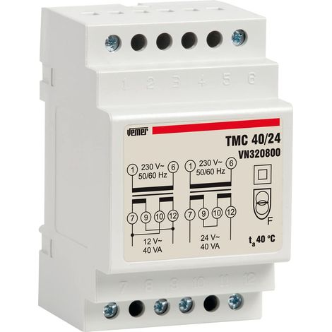 Vemer trasformatore modulare di sicurezza tmc 40/24 doppio isolamento 40va 12/24v vn320800