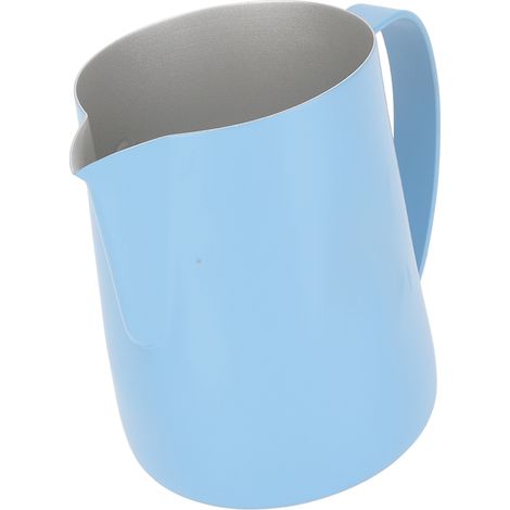 Pichet à lait 600 ml, pichet à café mousseur, pichet à lait en acier inoxydable, pichet à lait décoratif, tasse à lait à bec pointu, bleu clair (1/5)
