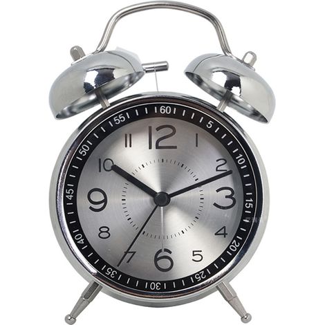 Réveil Mécanique À Deux Cloches - Réveil Sans Tic-Tac - Avec Rétroéclairage Jaune - Pour Chambre Enfant Ou Bureau - 1 Pièce (1/5)