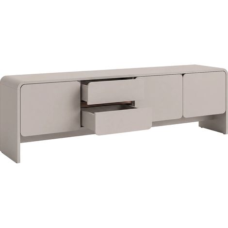 Meuble TV avec 3 portes et 2 tiroirs - Beige et naturel foncé - DYSARA (1/5)