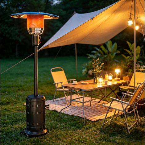 OKMYHOME Propan-Gas-Heizstrahler 11 kW für Terrasse mit Rollen, Schwarz (1/5)
