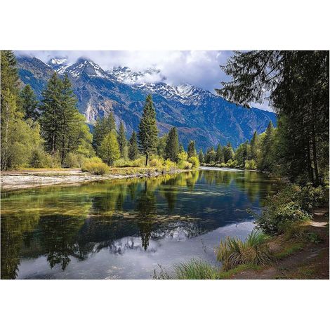 Papier peint mural paysage rivière montagnes 3D intissé grand format design intérieur salon chambre pas cher 350x250 cm (1/5)