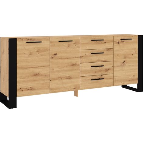 Bufé 3 puertas 4 cajones Nouka Madera y Negro (1/5)