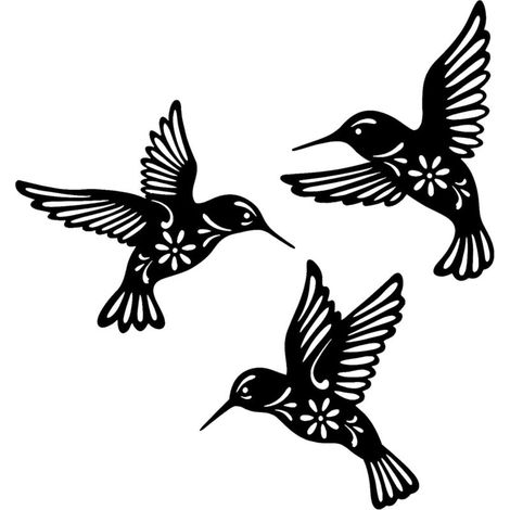 Décoration murale 3 oiseaux noirs sur une branche, métal moderne, intérieur/extérieur. (1/5)