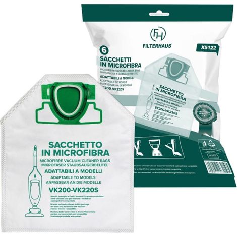 Sacchetti Compatibili Vk200 In Microfibra – 6 Pezzi Adattabili Vorwerk (1/5)