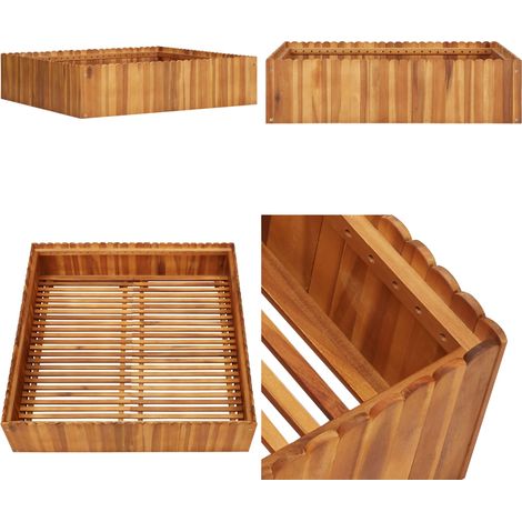 Garten-Hochbeet 100 x 100 x 25 cm Massivholz Akazie - Holz Hochbeet - Gartengefäß - Pflanzenkübel - Blumenkasten - Akazienholz - Home & Living (1/5)