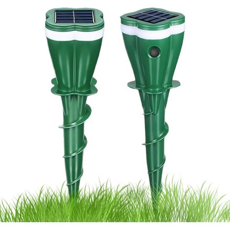 Solarbetriebenes Ultraschall-Abwehrgerät – 2er-Pack – ABS – Nagetier- und Tierabwehr – Garten, Hof, Bauernhof – 25,5 x 6 cm (1/5)