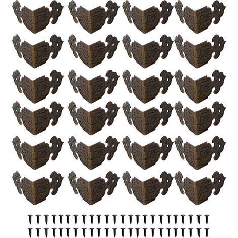 24 Pièces de Meubles Antiques, Bord d'angle à Aangle Droit, est Utilisé pour Protéger Les Bords des Boîtes, des Boîtes à Bijoux et des Meubles Rétro, avec Suffisamment de Clous en Bronze Fin (1/3)