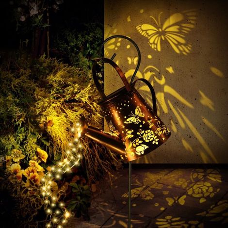 Solar Watering Can Light, Solar Watering Can with String Lights, Waterproof Metal Lights with Stand, Outdoor LED Light for Pathway/Yard/Patio (1/5)