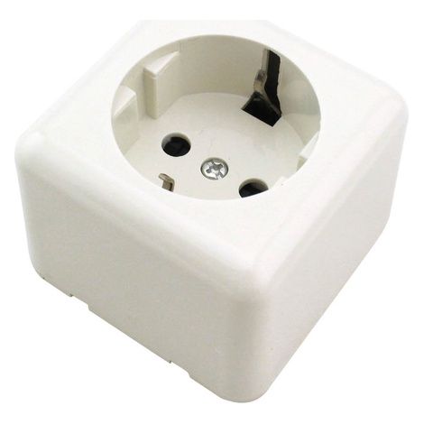 Base de enchufe schuko 2P+TT Blanco 60x60x45mm 16A250V GSC 0201028