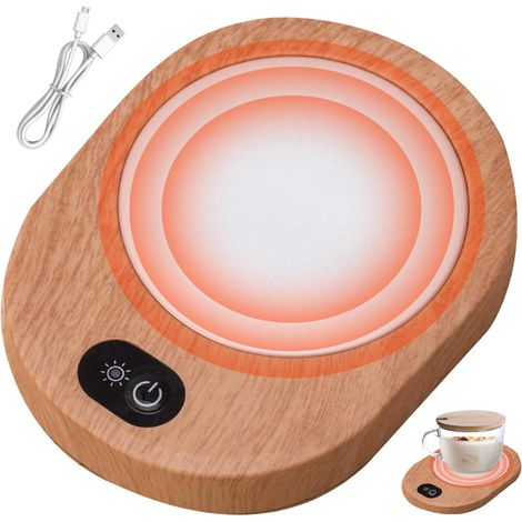 Beheizter Untersetzer, USB-Tassenwärmer für den Schreibtisch, Kaffeetasse aus Holz, konstante Temperatur von 55–65 °C, tragbarer beheizter Untersetzer für Kaffee, heiße Schokolade, Milch oder Tee, Zuh (1/5)