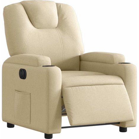 vidaXL Poltrona Elettrica Reclinabile Crema in Tessuto