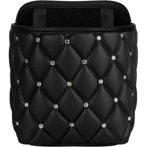 Sac de rangement de voiture en cuir PU cristal strass, organisateur barrière de support de siège arrière, multi-poches, conteneur
