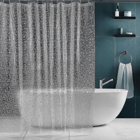 Rideau de douche en EVA imperméable, anti-moisissures, antibactérien, 180 x 200 cm, semi-transparent (1/3)