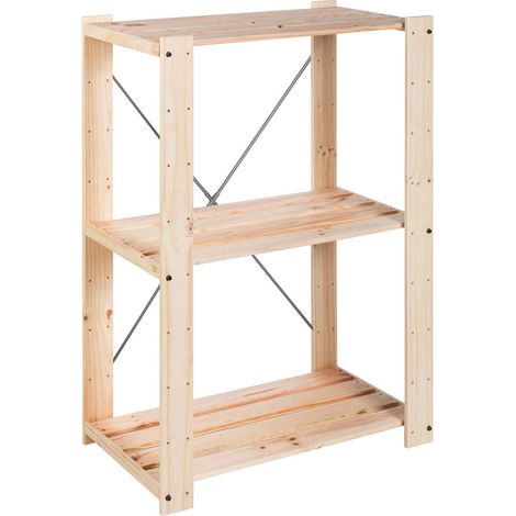 Étagère en pin massif 111x76,7x43cm – Charge max 75kg par tablette – Finitions brutes pour personnalisation – Montage facile – Astigarraga (1/5)