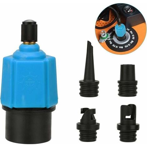 Aufblasbarer SUP-Pumpenadapter, Luftpumpenkonverter, multifunktionaler SUP-Ventiladapter mit 4 Luftventildüsen für Schlauchboote, Paddleboards, Luftmatratzen und Surfbretter