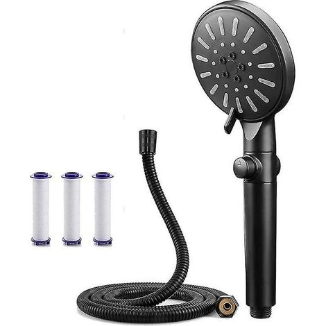 Pommeau de douche avec flexible, pommeau de douche à pression augmentée, avec filtre (1/3)