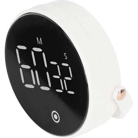3-Zoll-LED-Digitaltimer, drehbar, magnetisch, geräuscharm, ABS-Gehäuse, Silikonknöpfe, Küchentimer, weiß (1/5)