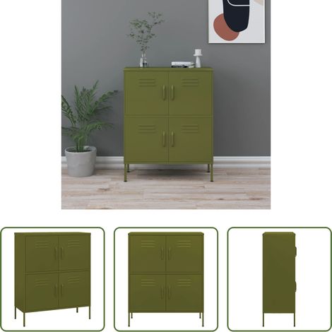 Stahl - Lagerschrank Olivgrün 80x35x101,5 cm Stahl (1/5)