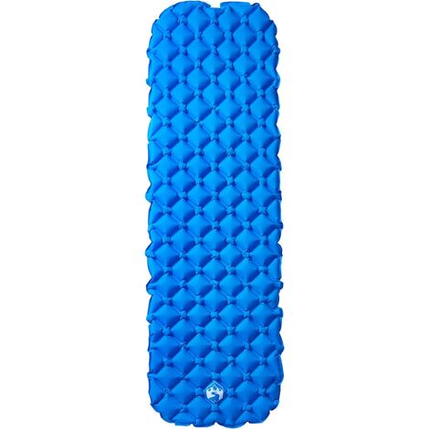 Matelas de camping gonflable 1 personne bleu 190x58x6 cm (1/5)