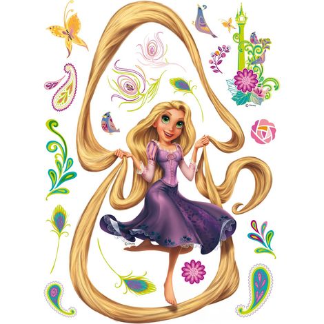 sticker mural Raiponce violet et jaune  - Disney