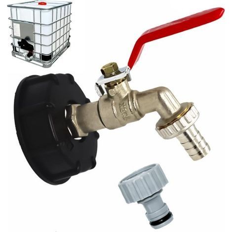 Robinet Cuve 1000L S60X6 IBC Raccord Robinet avec raccord de tuyau 1/2", adaptateur de réservoir de vidange, pour robinet de jardin, pour d'adaptateur de cuve (1 pièce) (1/4)