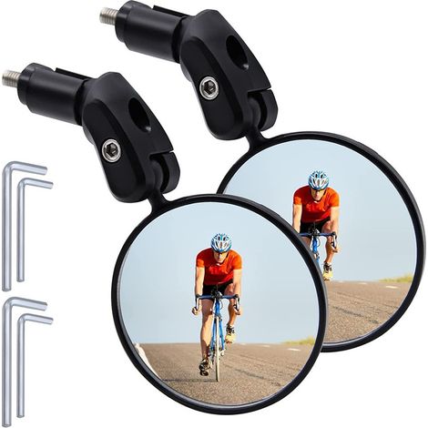2 Pièces Miroirs De Vélo, HD Rétroviseur Vélo, Miroir Convexe 360° Réglable pour VTT,Trotinette Electrique,Vélo Électrique, Rétroviseur Bicyclette HD en verre à lentille convexe pour guidon