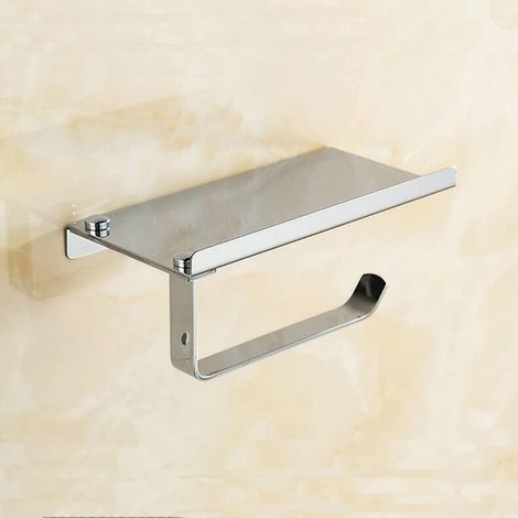 Toilettenpapierhalter Edelstahl mit Ablage mobile