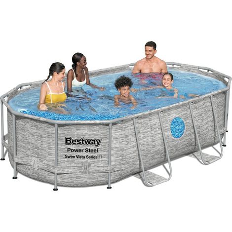 Piscina Fuori Terra Bestway 56714 Con Oblò Swim Vista Ovale 427x250x100 cm (1/5)
