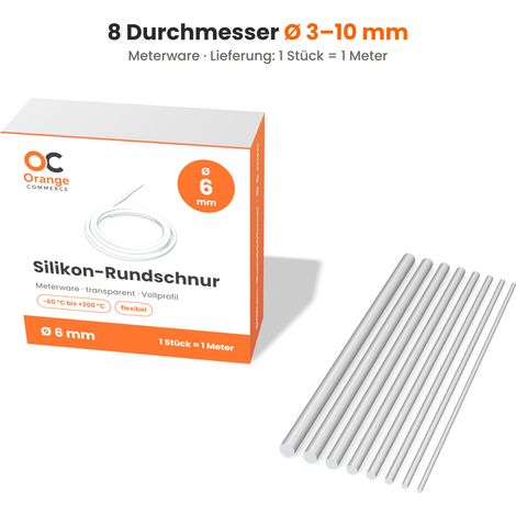 Silikon Schnur Rundschnur Meterware Industriequalität -60 °C bis 200 °C Dichtung 6 mm (1/5)