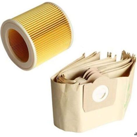 5 sacs à poussière et 1 filtre pour aspirateurs WD3 Premium (WD 3.300 M, WD 3.200, WD3.500 P, réf. 6.959-130) (1/5)