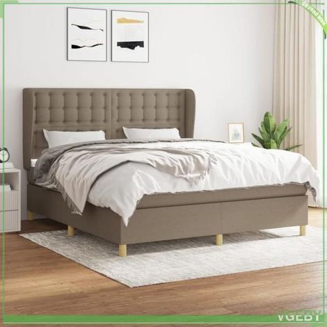 Sommier à lattes avec matelas 3128865 - 180x200 cm - Tissu taupe - Matelas à ressorts ensachés (1/5)