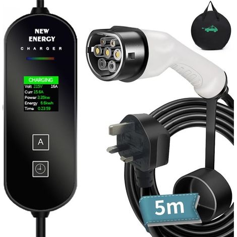 Cargador de Coche Eléctrico EV 16A/3.5KW/5M con Cabezal de Enchufe (1/5)