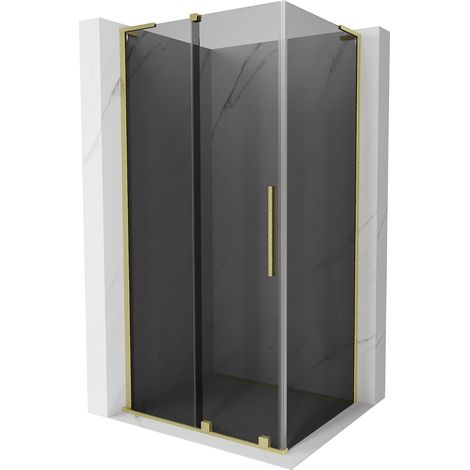 Mexen Velar L Duschkabine, schiebbar 100 x 120 cm, grafit, gebürstetes Gold - 871-100-120-43-55 (1/5)