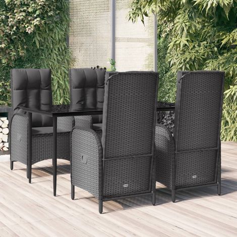 Set de muebles jardín 5 pzas con cojines ratán sintético negro vidaXL (1/5)