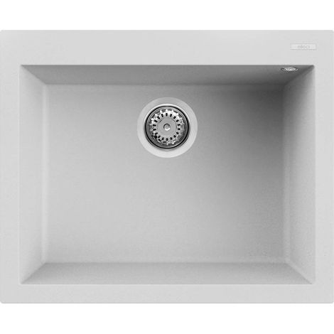 Lavello Elleci Incasso 1 vasca 61x50 Quadra 110 Granitek Bianco LGQ11068 (1/8)