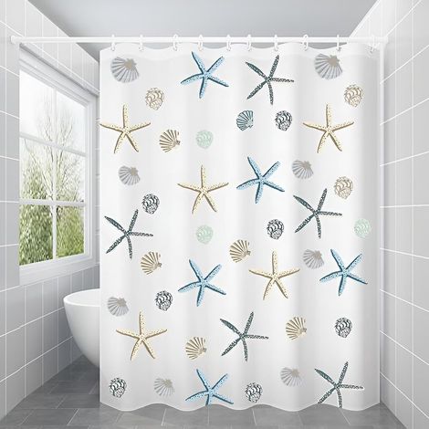 Rideau de douche en PEVA - 120 x 200 cm - Imperméable - Pour salle de bain, baignoire - Lavable - Avec œillets et anneaux de rideau de douche (1/5)